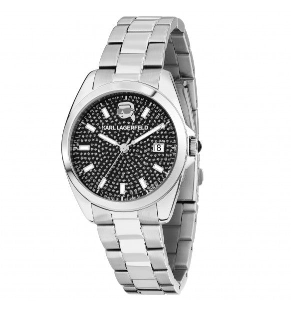 Karl Lagerfeld | Orologio Donna | Quadrante nero con zirconi | Acciaio | Datario