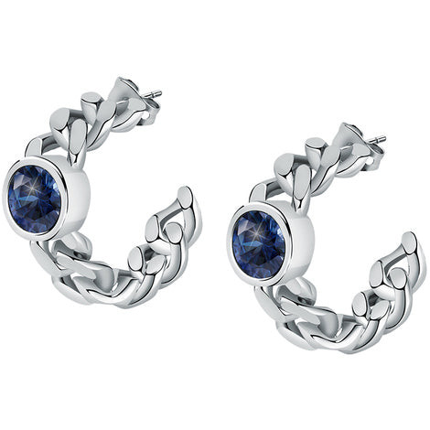 Chiara Ferragni Orecchini Donna Catena Silver | Argento Placcato | Cristallo Blu