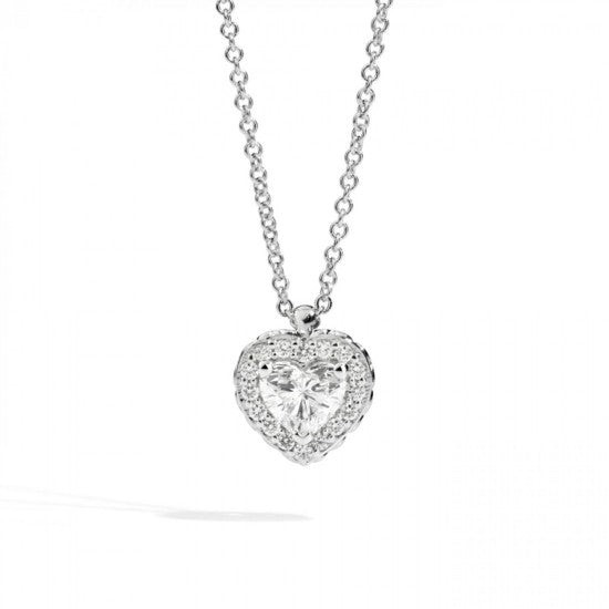 Recarlo Collana Donna Pendente Cuore | Oro Bianco 18 kt | Diamanti 0.23 ct
