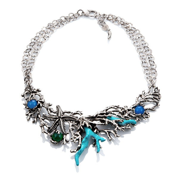 Giovanni Raspini | Collana Donna | Corallo e stella | Argento 925 | Agata
