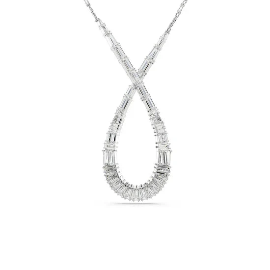 Swarovski | Collana Donna | Pendente goccia | Lega placcata rodio | 42-49 cm