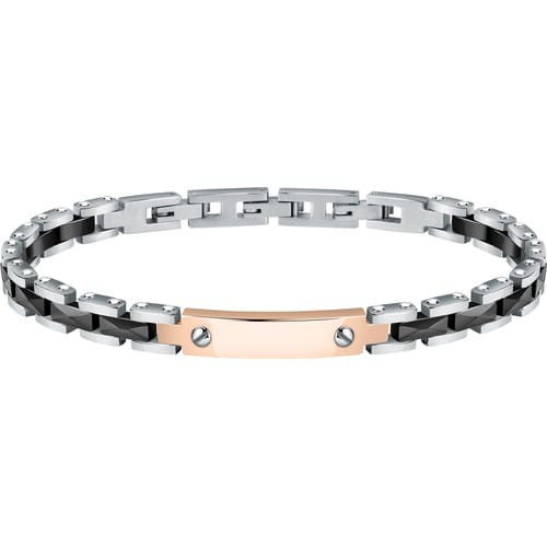 Sector Bracciale Uomo Nero Argento Oro Rosa | Acciaio e Ceramica | 22cm