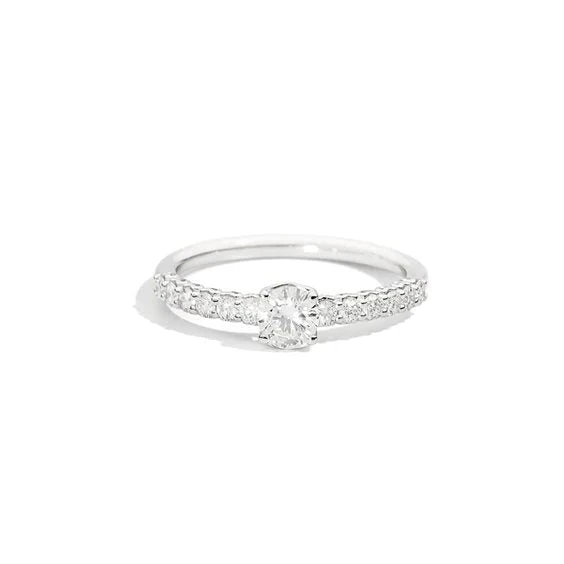 Recarlo Anello Solitario Donna 0,40 Ct Diamante | Oro Bianco 18 kt | Anniversary