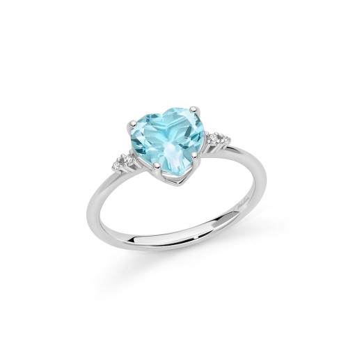 Anello Miluna Gemma del Cielo in oro bianco 9 kt con topazio e diamanti