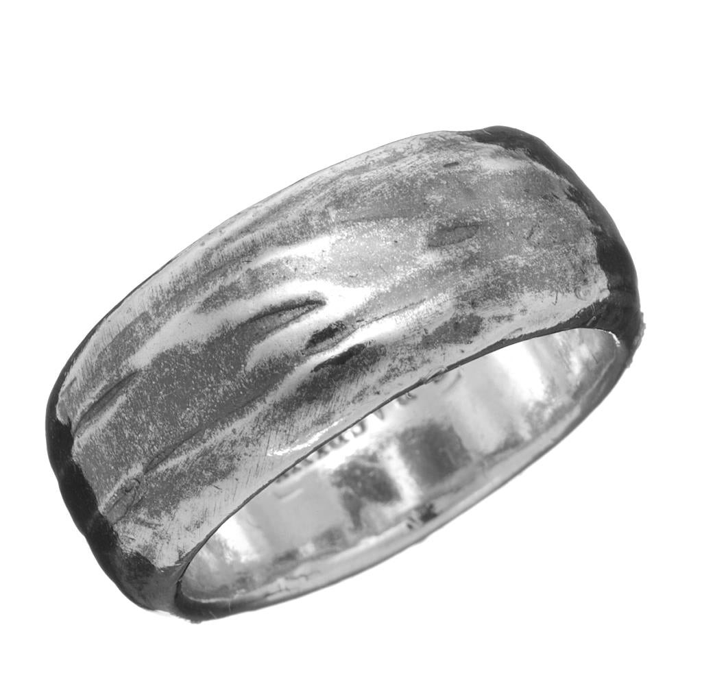 Giovanni Raspini Anello Donna Oro Fascia Spatolato | Argento 925 Brunito | 0,8cm