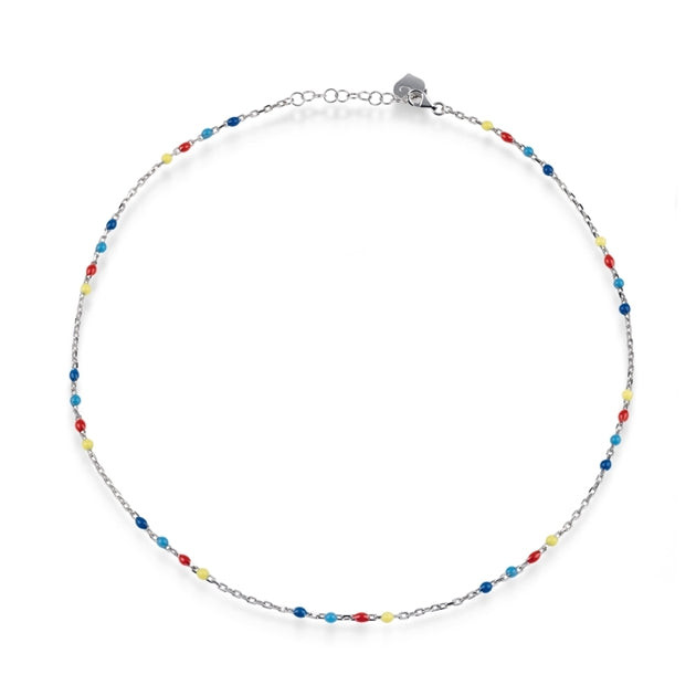 Chantecler | Collana Donna | Gocce Smaltate Multicolor | Argento | 42 cm