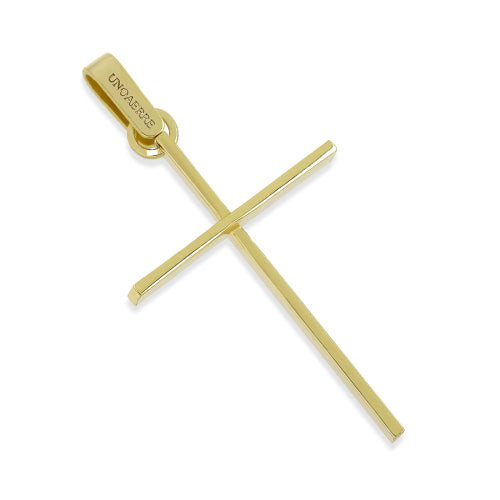 UNOAERRE Ciondolo Uomo Croce Latina Dorata | Bronzo Lucido | Design Classico