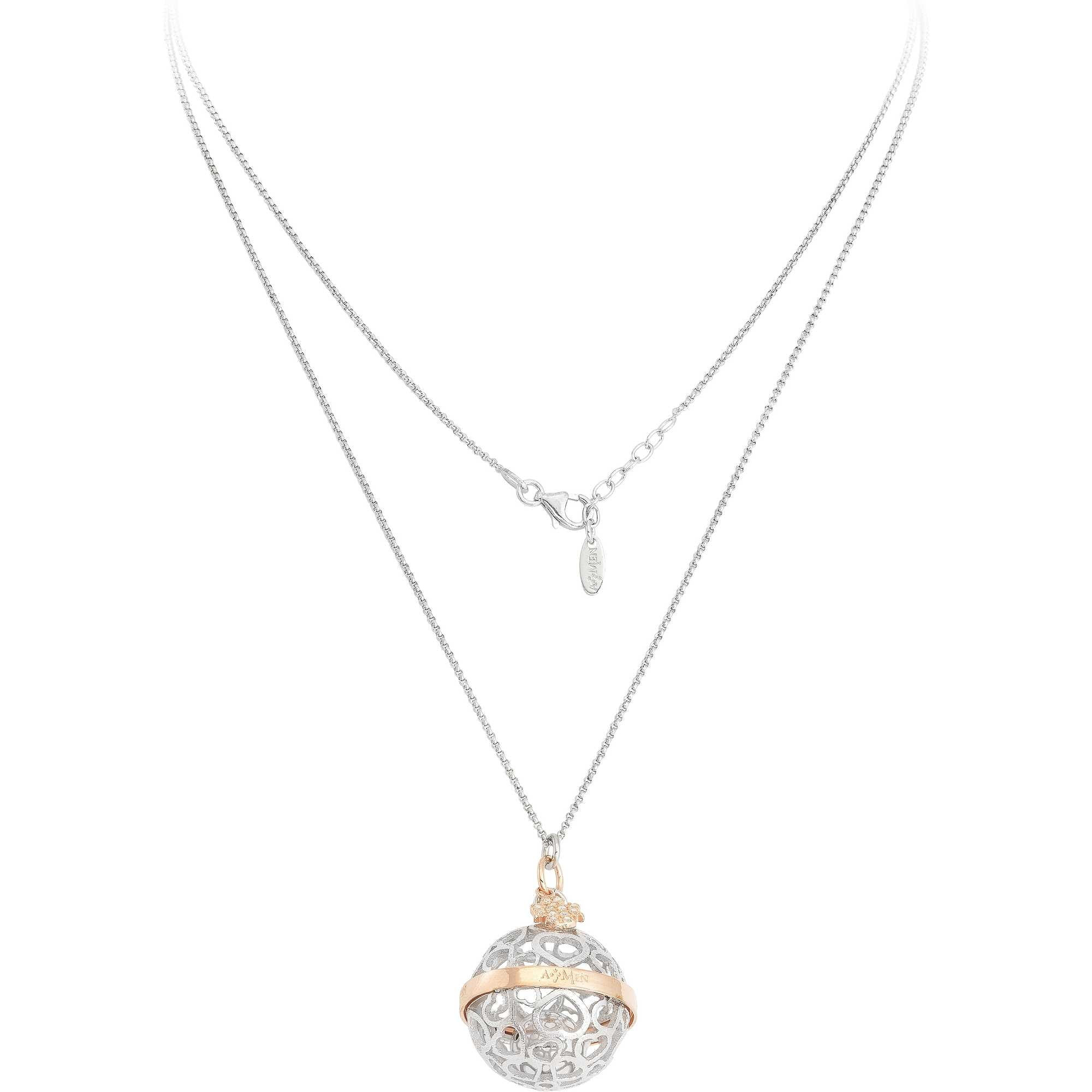 Amen Collana Donna Chiama Angeli | Argento 925 e Zirconi | Pendente Traforato