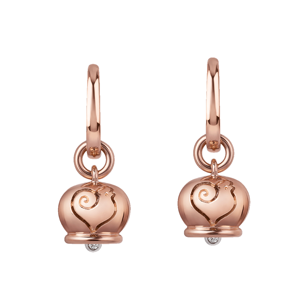 Chantecler Orecchini Donna Campanelle con Diamante | Oro Rosa 18Kt | 0,04CT