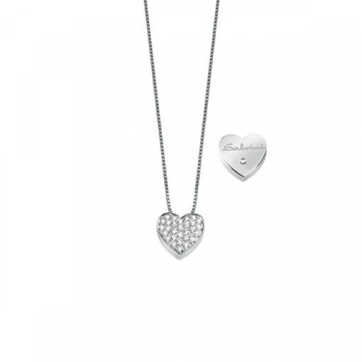 Salvini Collana Donna Cuore con Diamanti | Oro bianco 18 kt | Diamanti 0.18 ct
