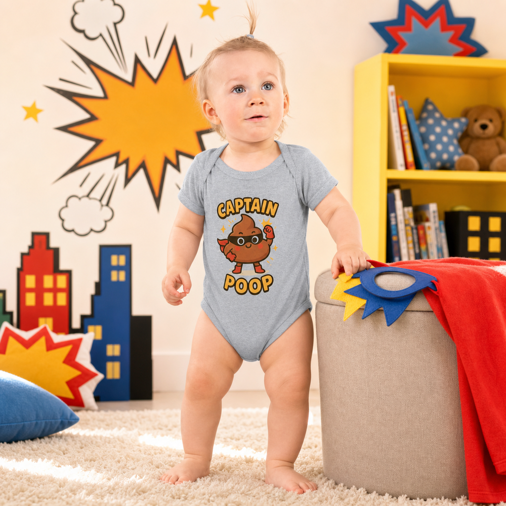 Captain Poop Superhero Cartoon T-Shirt