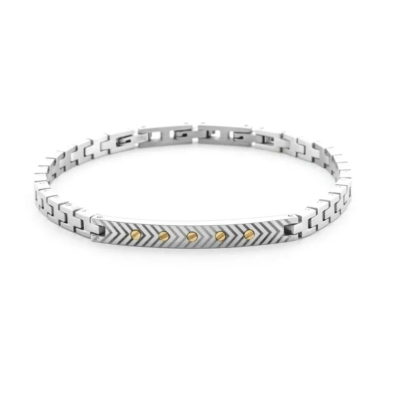 Paciotti | Bracciale Uomo | Targa punta di freccia | Oro 18 kt | Regol. 18-21cm