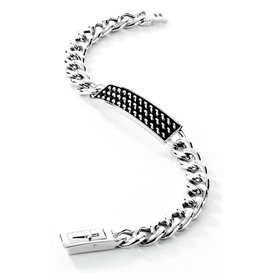 Paciotti Bracciale Uomo Grumetta con Piastra Braid | Argento | Chiusura Decorata