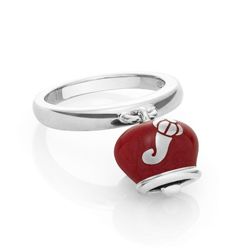 Chantecler Anello Donna Campanella Portafortuna | Argento 925 | Rosso Perlato