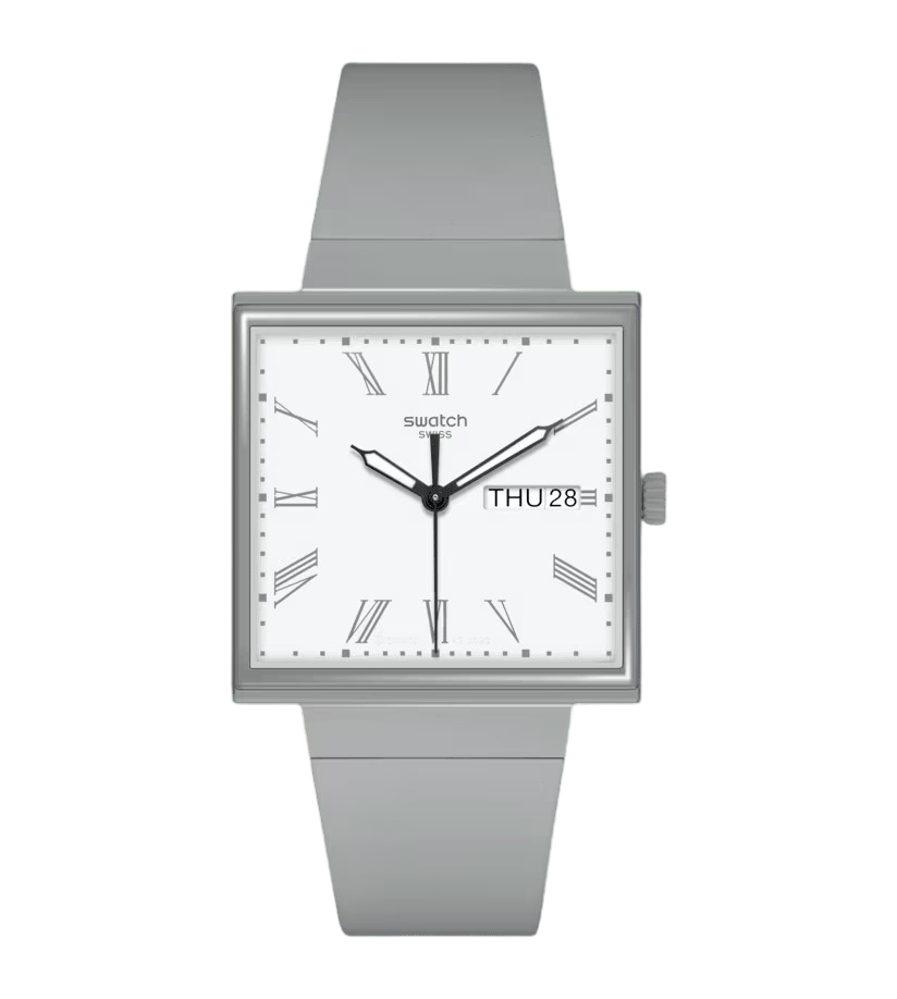 Swatch Orologio Donna WHAT IF…GRAY? | Bioceramic | Quadrante Quadrato Luminoso