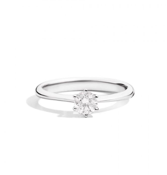 Recarlo Anello Donna Solitario 6 Punte | Oro Bianco 18kt | Diamante 0,10ct G VS1