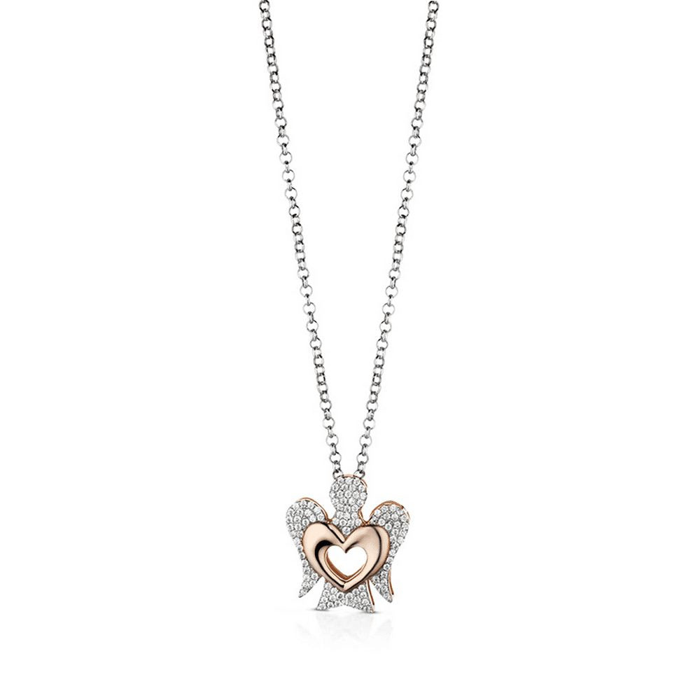Roberto Giannotti | Collana Donna | Angeli e Cuore | Argento 925 | Pavé zirconi
