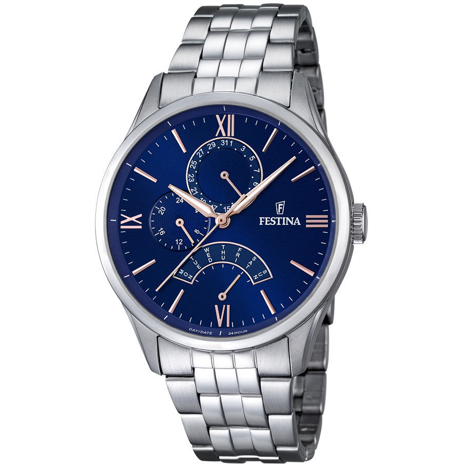 Festina | Orologio Uomo | Quadrante Blu IP rosé | Acciaio 43 mm | Multifunzione