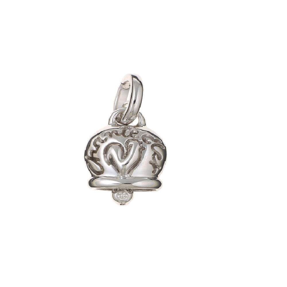 Chantecler Ciondolo Donna Campanelle Medio | Oro Bianco 18Kt | Diamante 0,02 CT