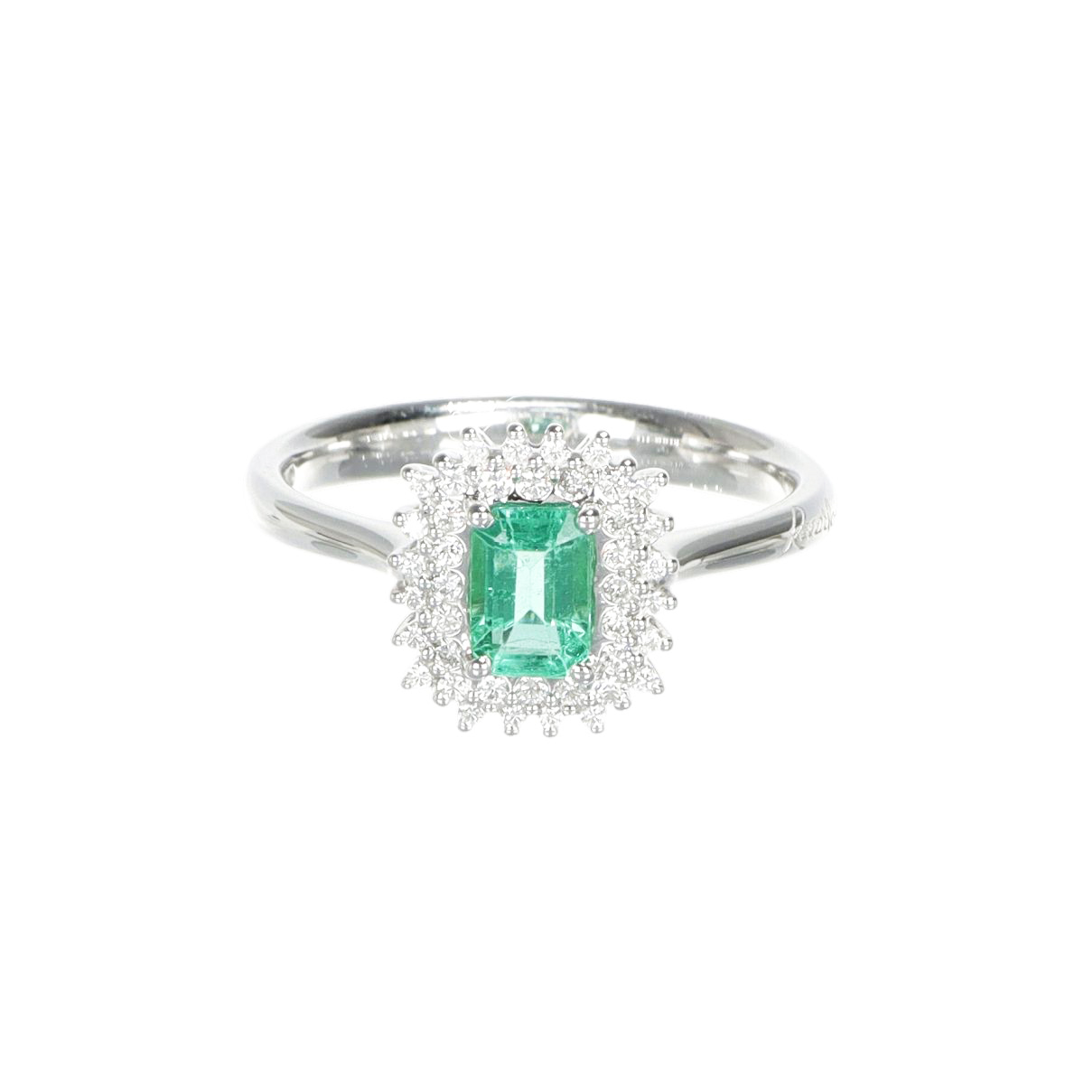 Recarlo Anello Donna Smeraldo 0,58 ct | Oro Bianco 18K | Diamanti F-VS 0,17 ct