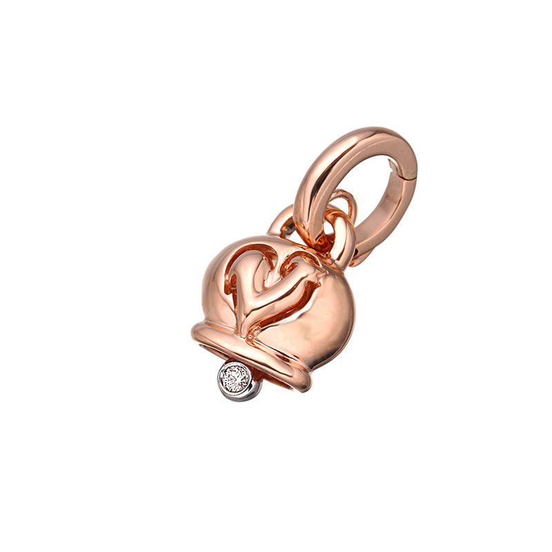 Chantecler Ciondolo Donna Campanelle Piccolo Diamante | Oro Rosa 18Kt | 0,02 CT