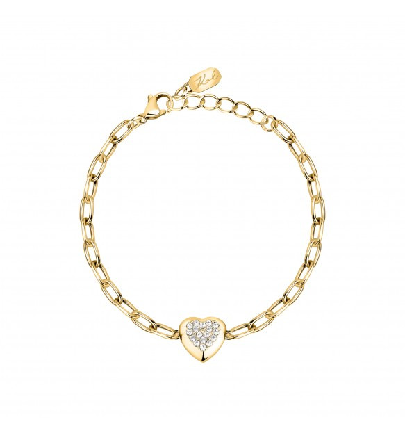 Karl Lagerfeld | Bracciale Donna | Cuore Zirconi | Acciaio Dorato | Regolabile