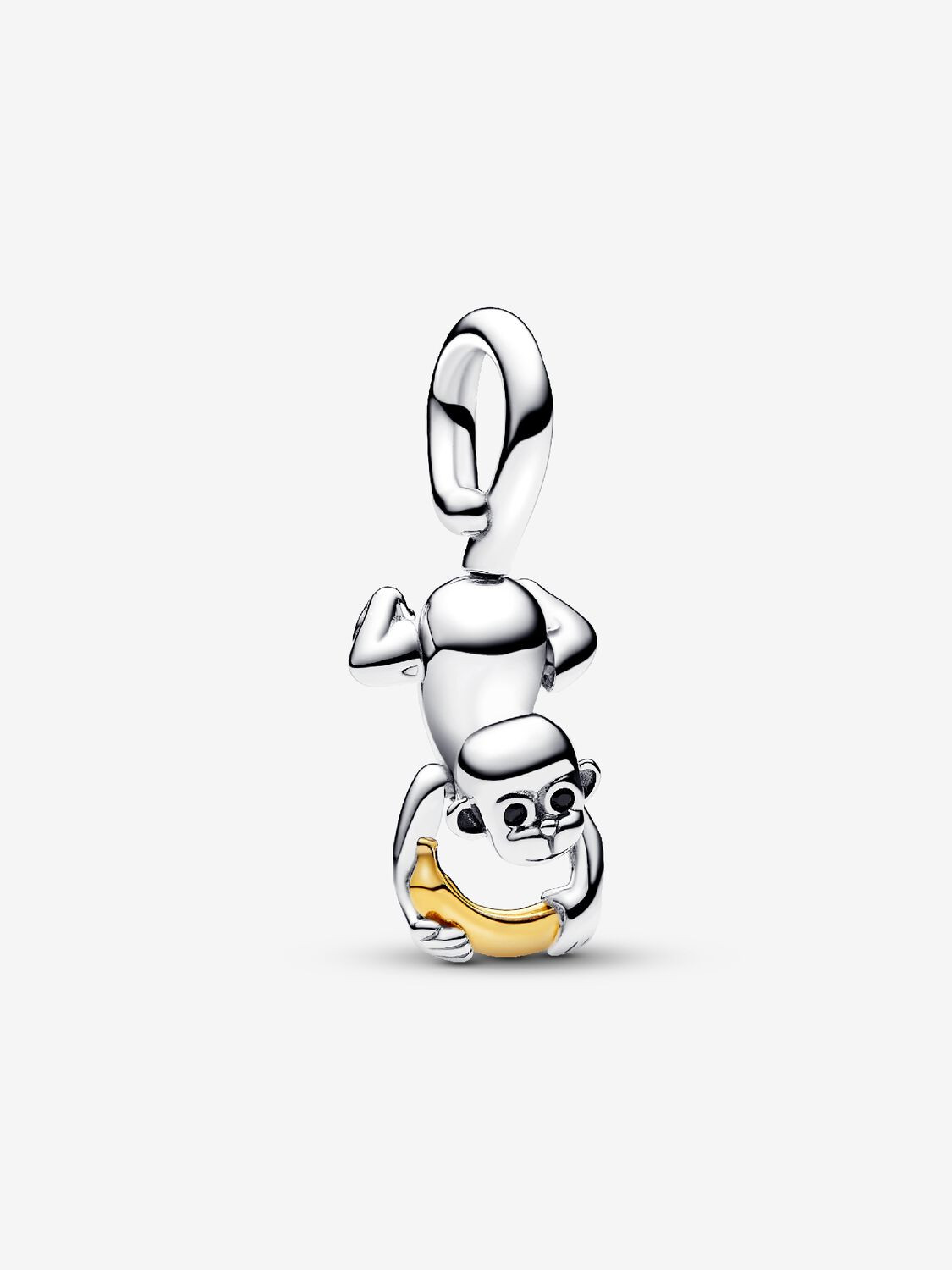 Pandora | Charm | Scimmietta con Zampe Mobili | Argento 925 | Banana Oro 14k