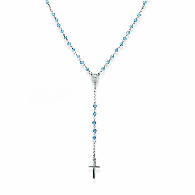 Amen rosario donna cristalli blu cielo argento 925