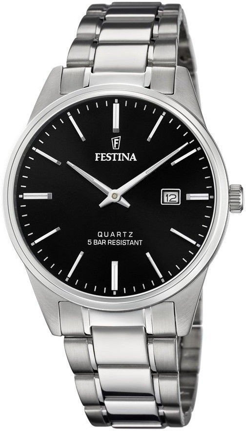 Festina Classic Bracelet Orologio Uomo Quarzo Acciaio Quadrante Nero