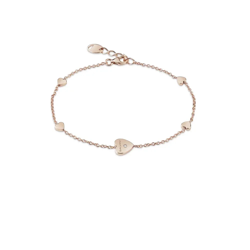 Salvini I Segni Bracciale Donna Oro Rosa 9 kt con Cuori e Diamante
