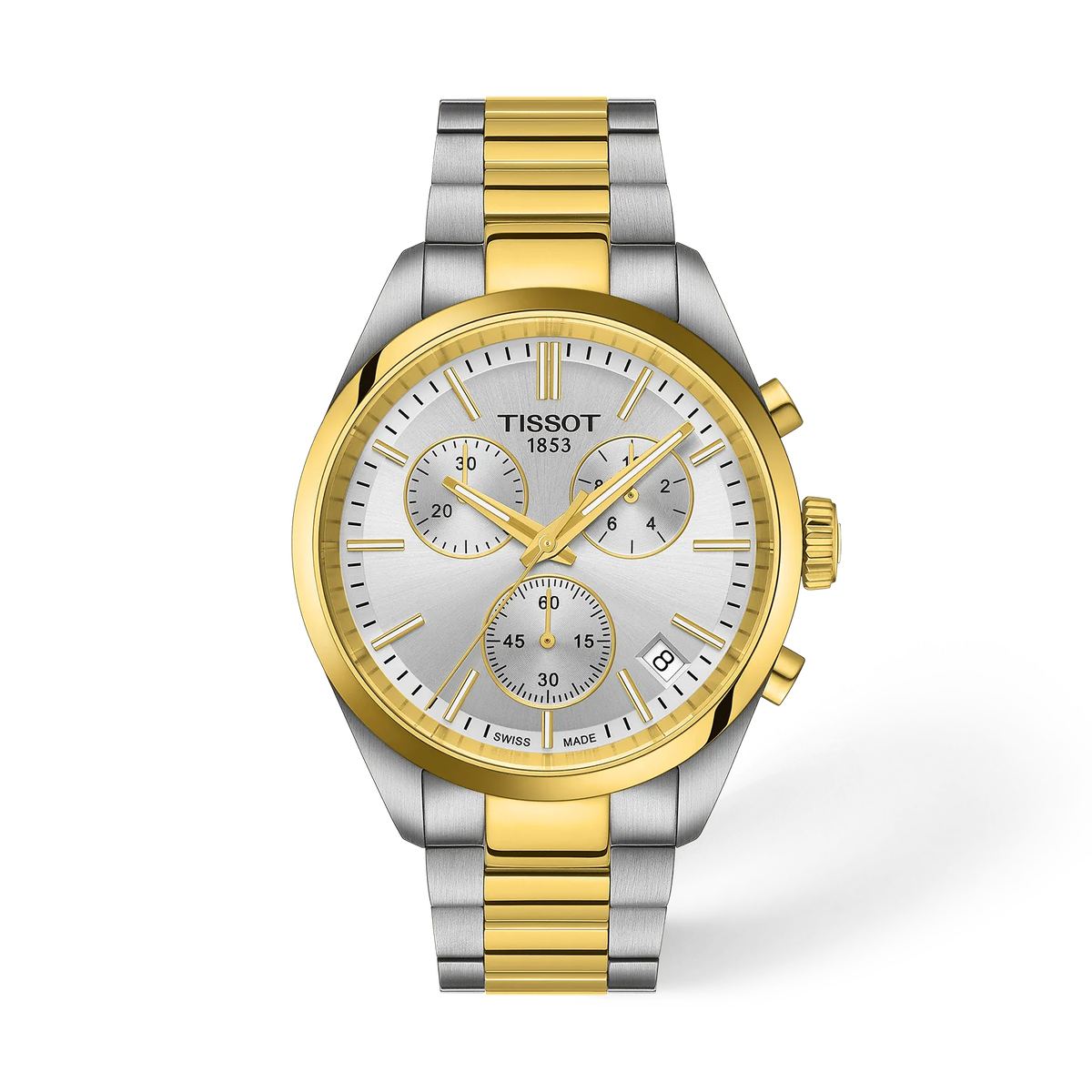 Tissot PR 100 Cronografo Quarzo 40 mm Bicolore in Acciaio con Quadrante Argento