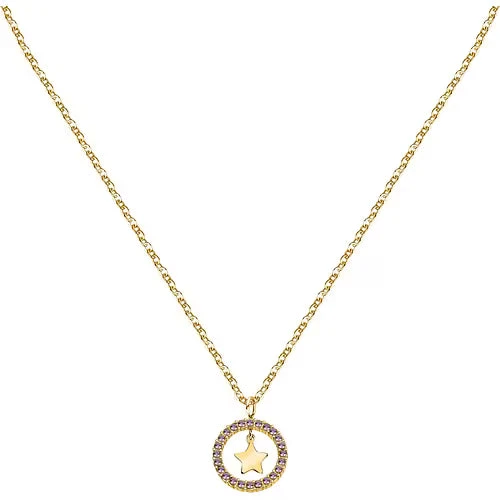Collana La Petite Story in Acciaio Dorato con Stella e Zirconi Viola
