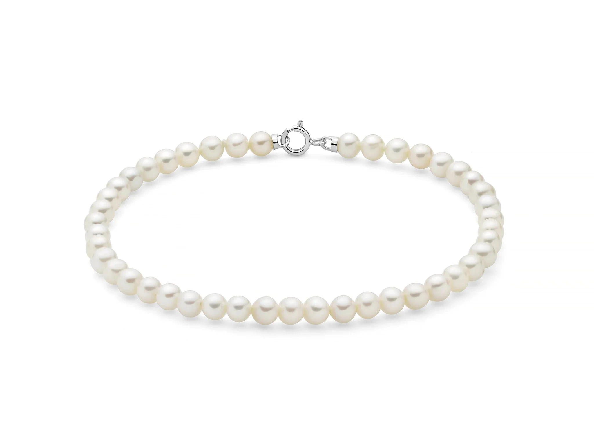 Miluna | Bracciale Donna | Perle 4-4,5 mm | Oro Bianco 18 kt