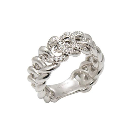 Recarlo Anello Donna Cuori Sovrapposti | Oro Bianco 18kt | Diamanti 0.23 CT