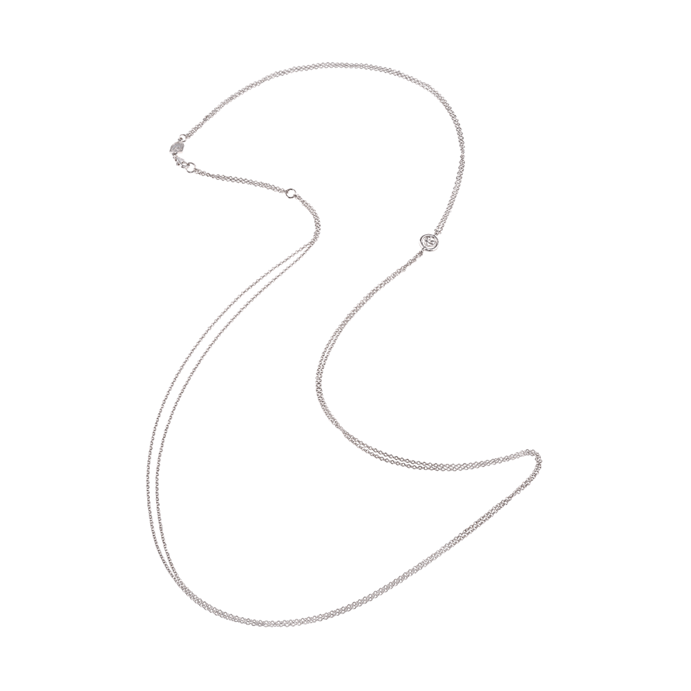 Chantecler Collana Rolò Doppia 80 cm | Oro Bianco 18 Kt | Intercalare Galletto