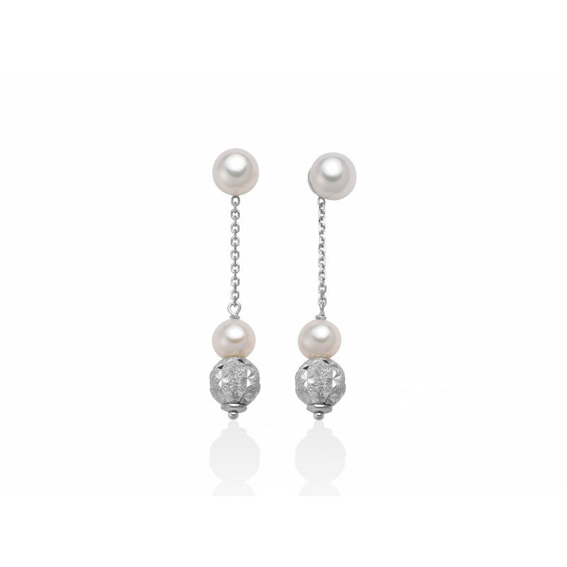Miluna | Orecchini Donna | Perle Pendenti | Oro Bianco 18 kt | Eleganti
