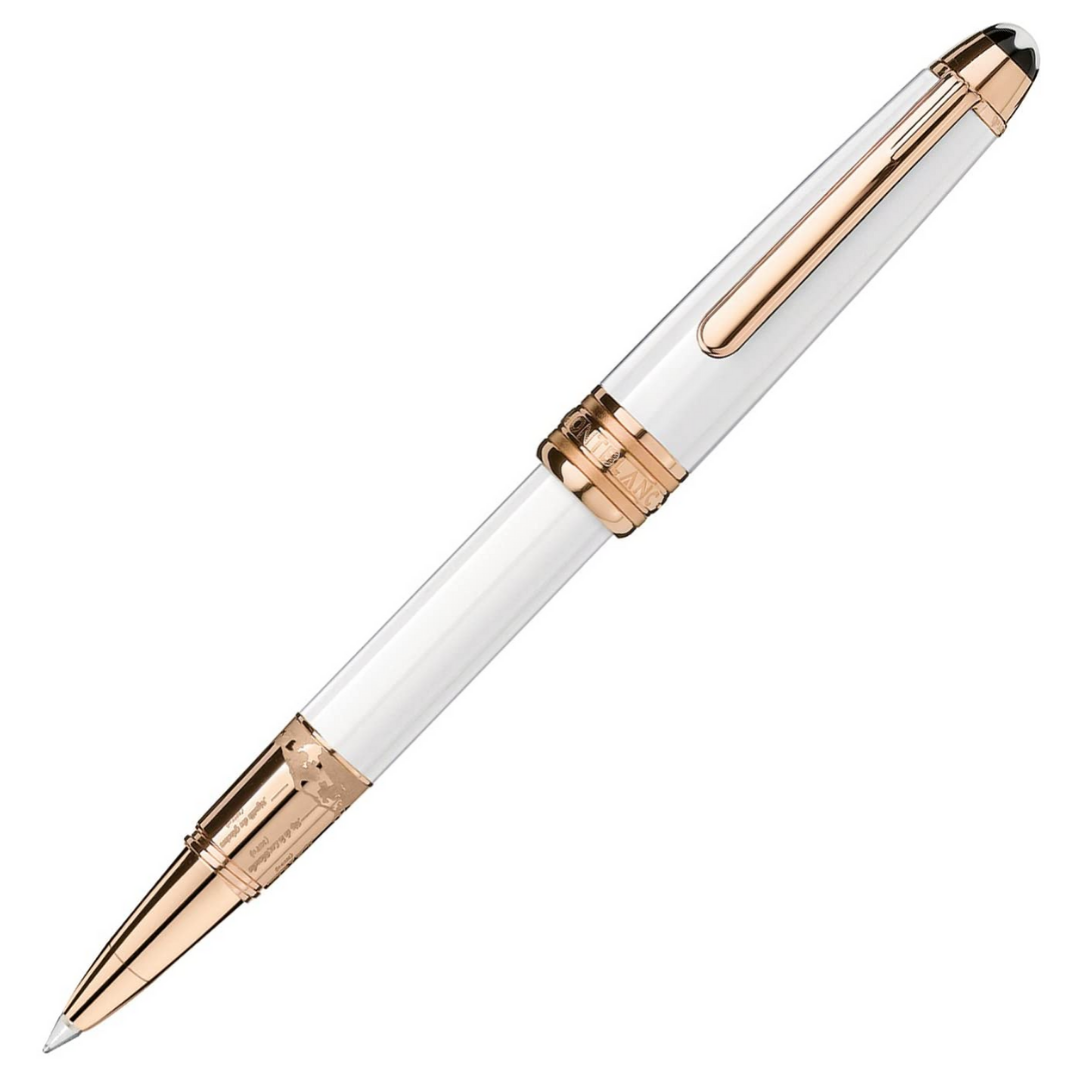 Montblanc Penna Roller Meisterstück Solitaire Mozart | Resina Bianca | Oro Rosa