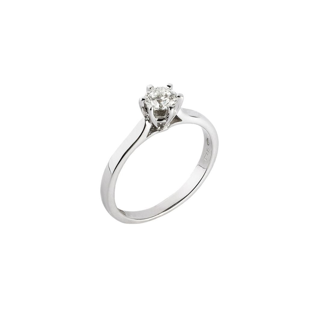 Alfieri & St John Anello Solitario Brillante | Oro Bianco 18kt | Diamante 0,10ct