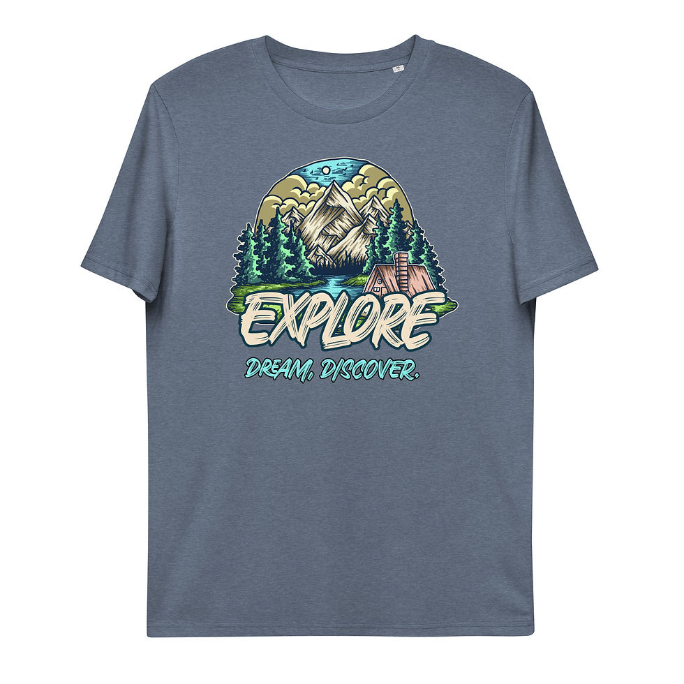 Miniatura: T-Shirt in cotone organico unisex - Esplora, sogna, scopri! - 8 colori
