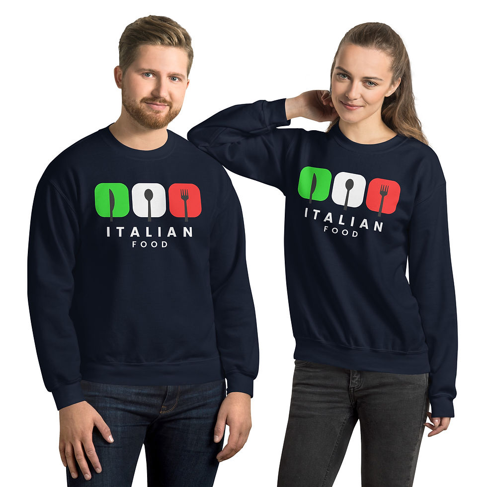 Miniatura: Italian Food - Felpa con bandiera italiana, coltello, cucchiaio e forchetta