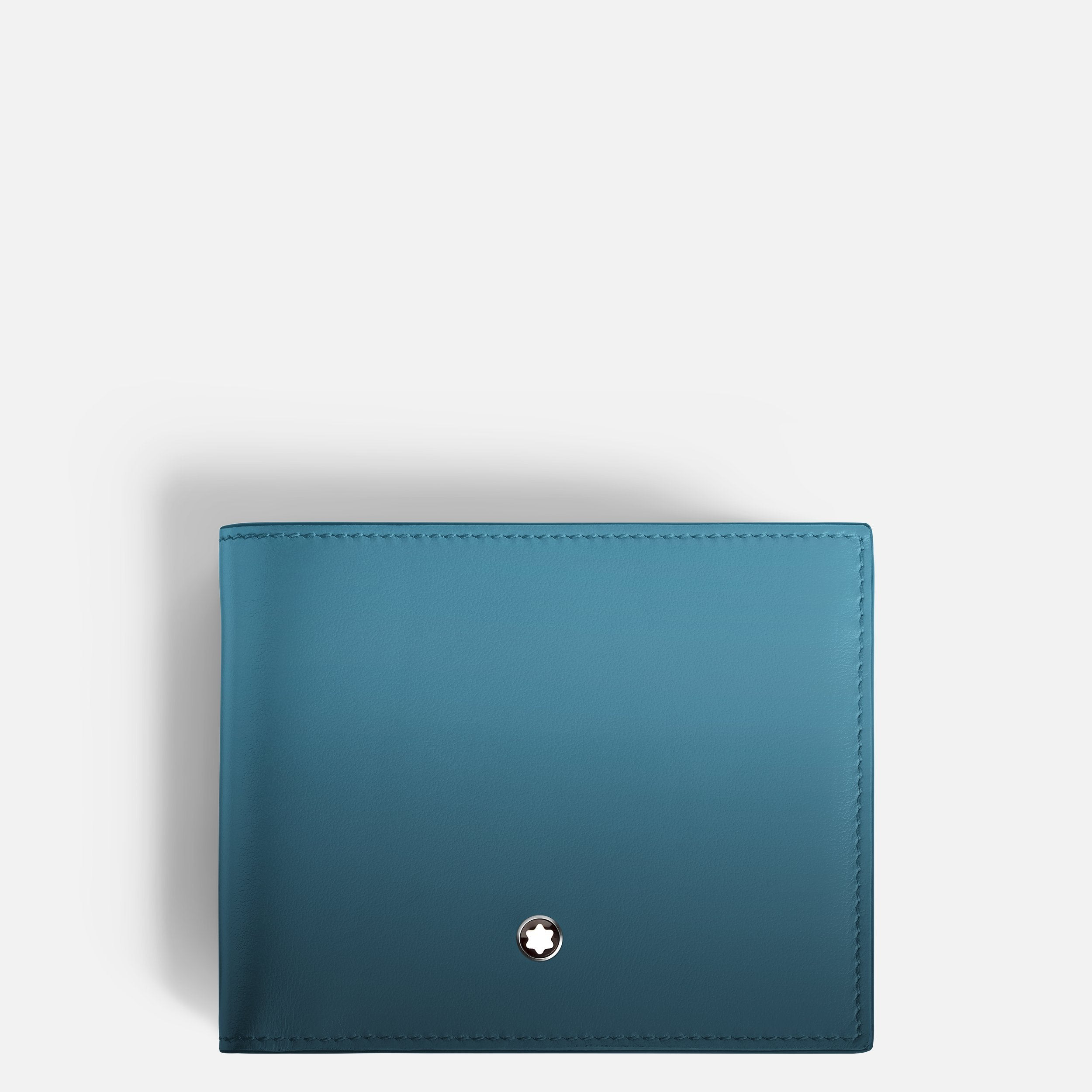 Montblanc Portafoglio Uomo 6 Scomparti | Pelle Blu Fumé | Effetto Sfumato