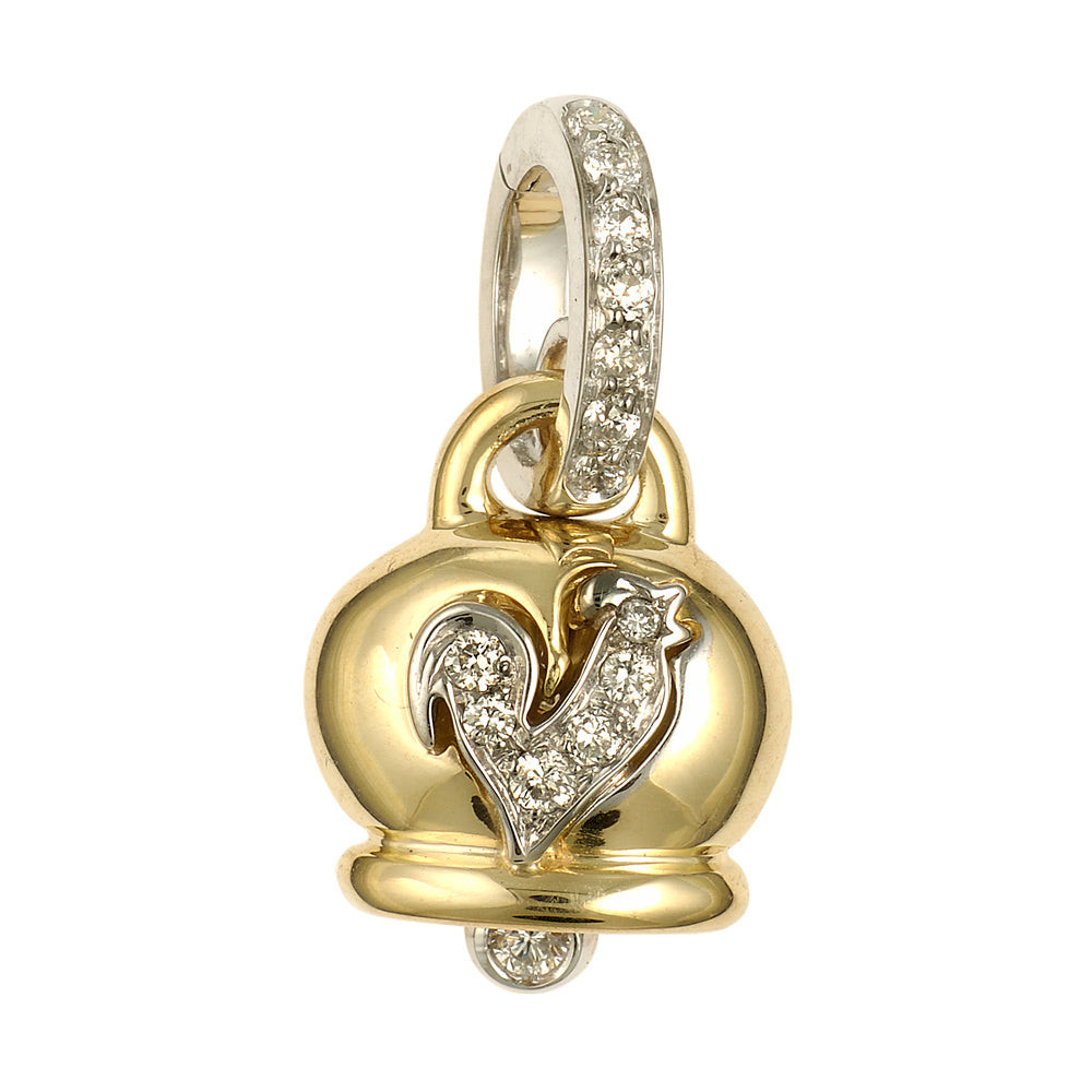 Chantecler Ciondolo Piccolo Campanelle Pavé Diamanti | Oro Giallo 18Kt | 0,18 CT