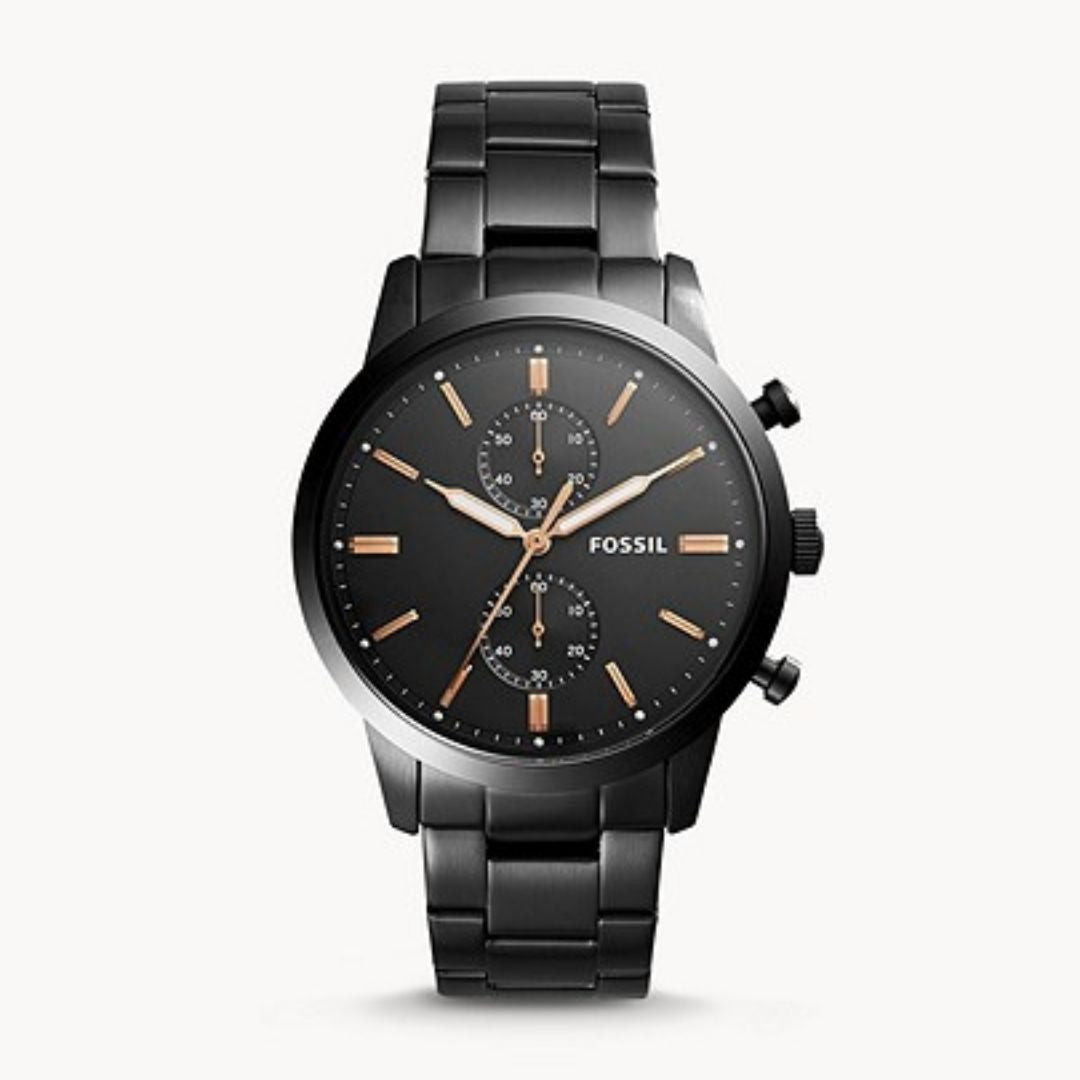 Fossil Orologio Uomo Cronografo Townsman | Acciaio Inox | Quadrante Nero