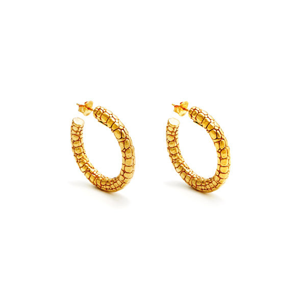 Giovanni Raspini Orecchini Cerchio Crocodile | Argento 925 oro | Fatto a mano