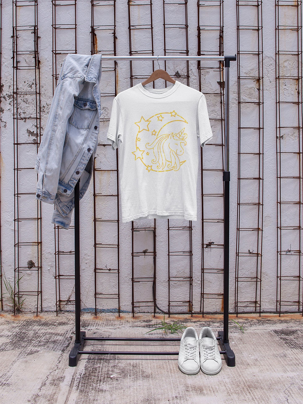 Thumbnail: Unicorn Minimalist Tshirt – Moon Shirt, Stars Tee, Unicorn Girl, Yellow Grap...