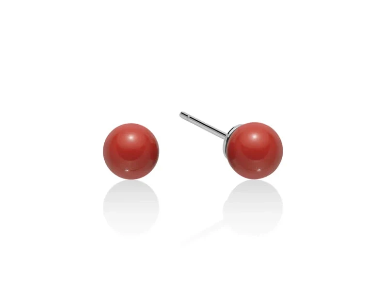 Miluna Orecchini Donna a Lobo in Argento 925 con Pasta di Corallo Rosso 7 mm