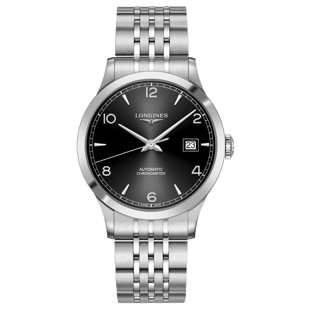 Longines Orologio Uomo Automatico Record | Acciaio Inox | Quadrante Nero