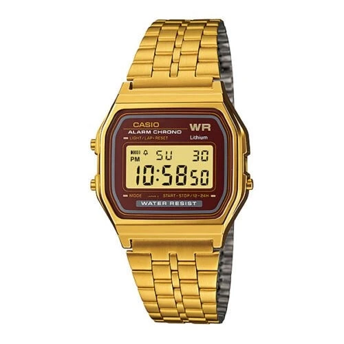 Casio Orologio Uomo Digital Retrò Oro | Acciaio Inox | Cronometro LED