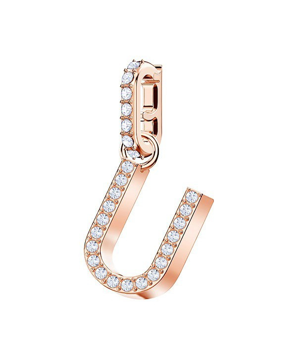 Swarovski Charm Lettera U con Clear Crystal | Oro Rosa | Chiusura Clip