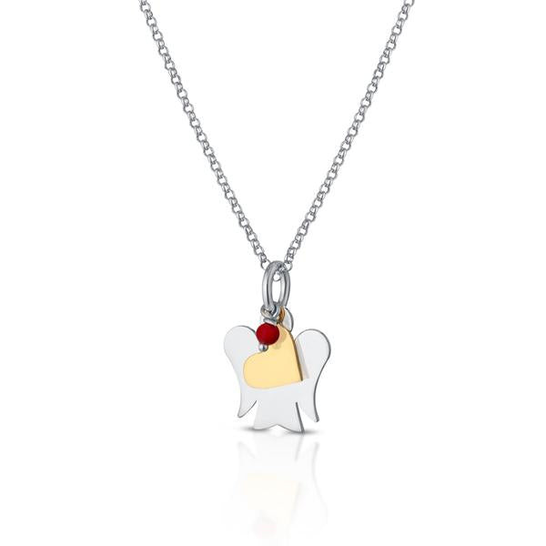 Roberto Giannotti Collana Donna Angelo e Cuore | Argento 925 | Corallo Rosso